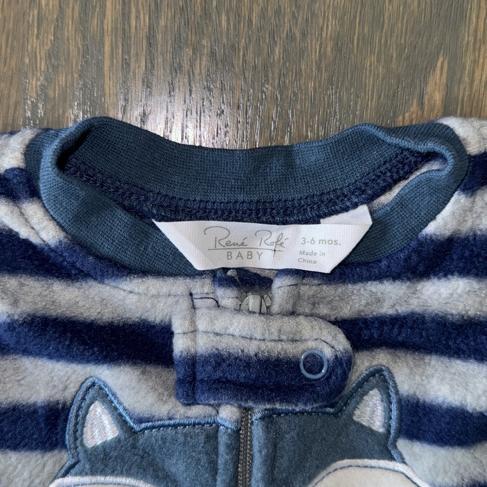 Rene Rofe Baby Striped Fleece Footie | 3-6 M - Picture 6 of 8